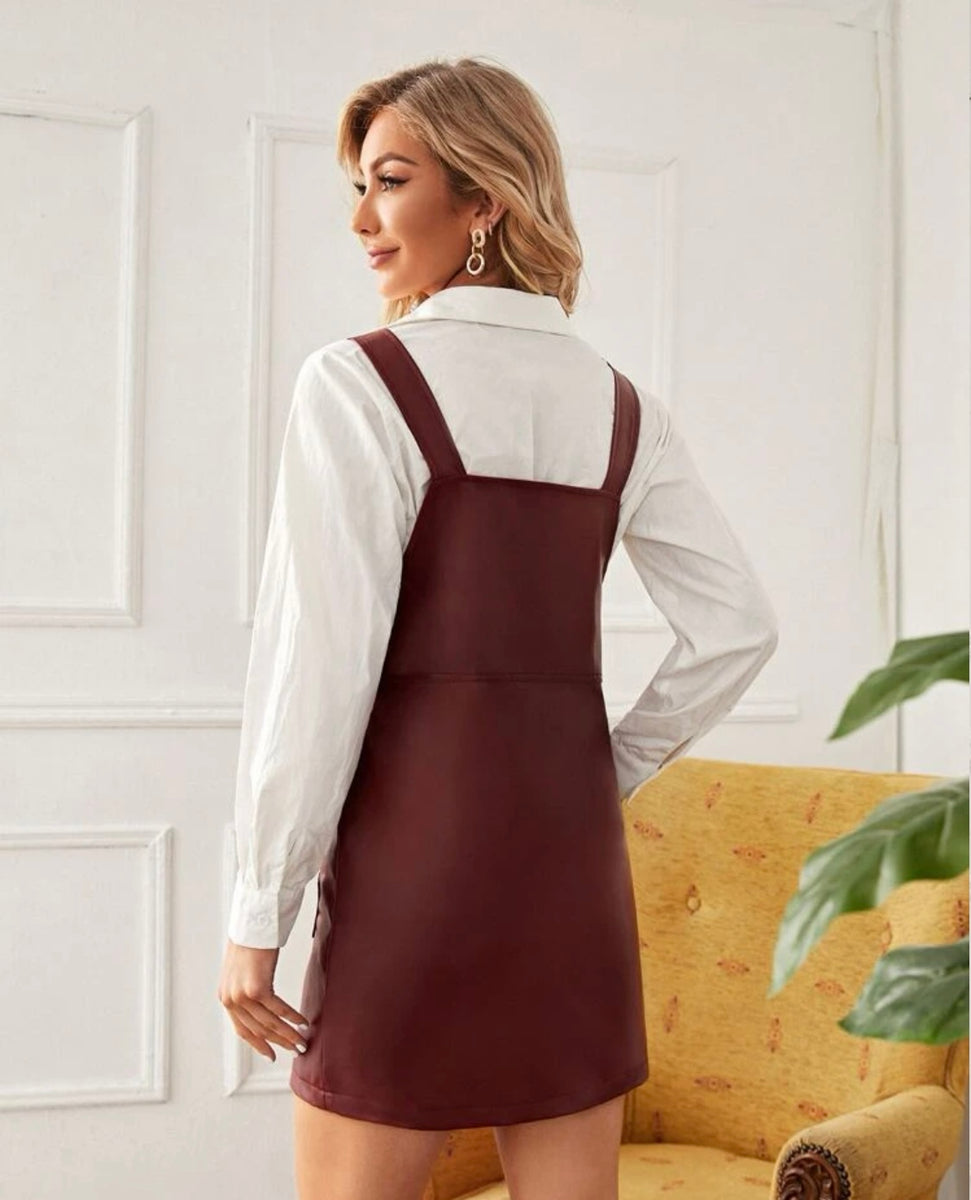 overall dress burgundy PU Leather Mini – Survh Jumper dress outfit S26614S070 David's Bridal Sparkly Navy Maternity Size:L this timeless dress offers