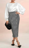 Batwing Sleeve Top & Houndstooth Skirt