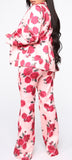Floral Wide Leg Pants + Bustier + Blazer Set