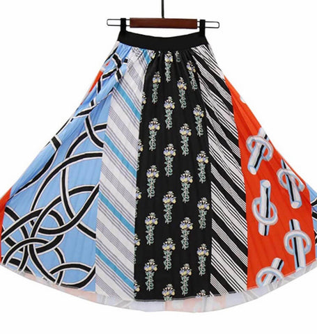 Elastic Waist Printed Skirt