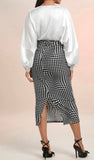 Batwing Sleeve Top & Houndstooth Skirt