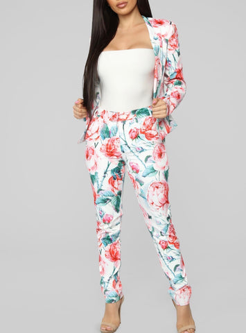 Floral Blazer + Pants Set